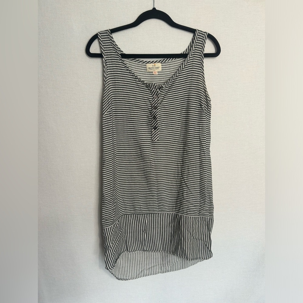 Marine Layer Black and White Striped Tank Top